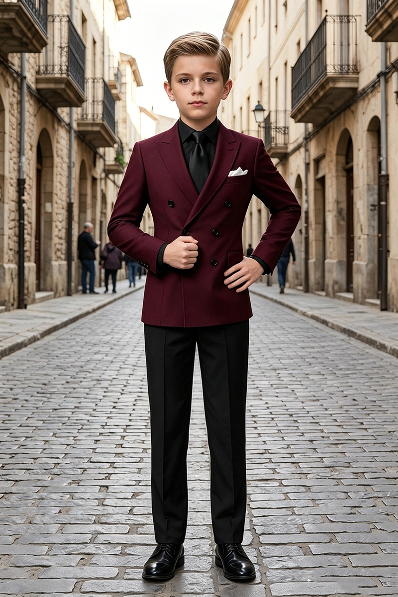 Boys Burgundy Blend 2-Piece Suit for Wedding