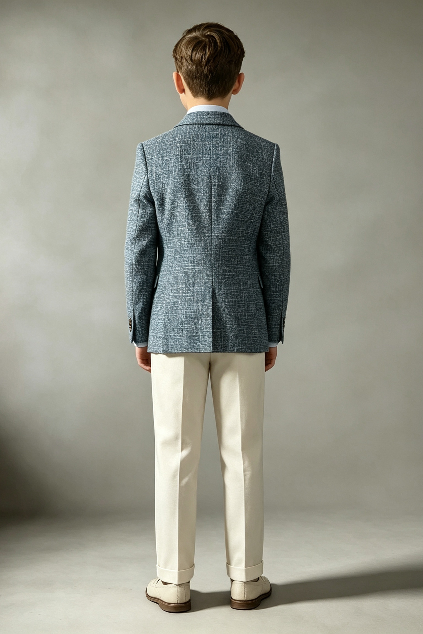 Blue?Grey & Off?White Linen?Blend Single?Breasted 2?Piece Suit