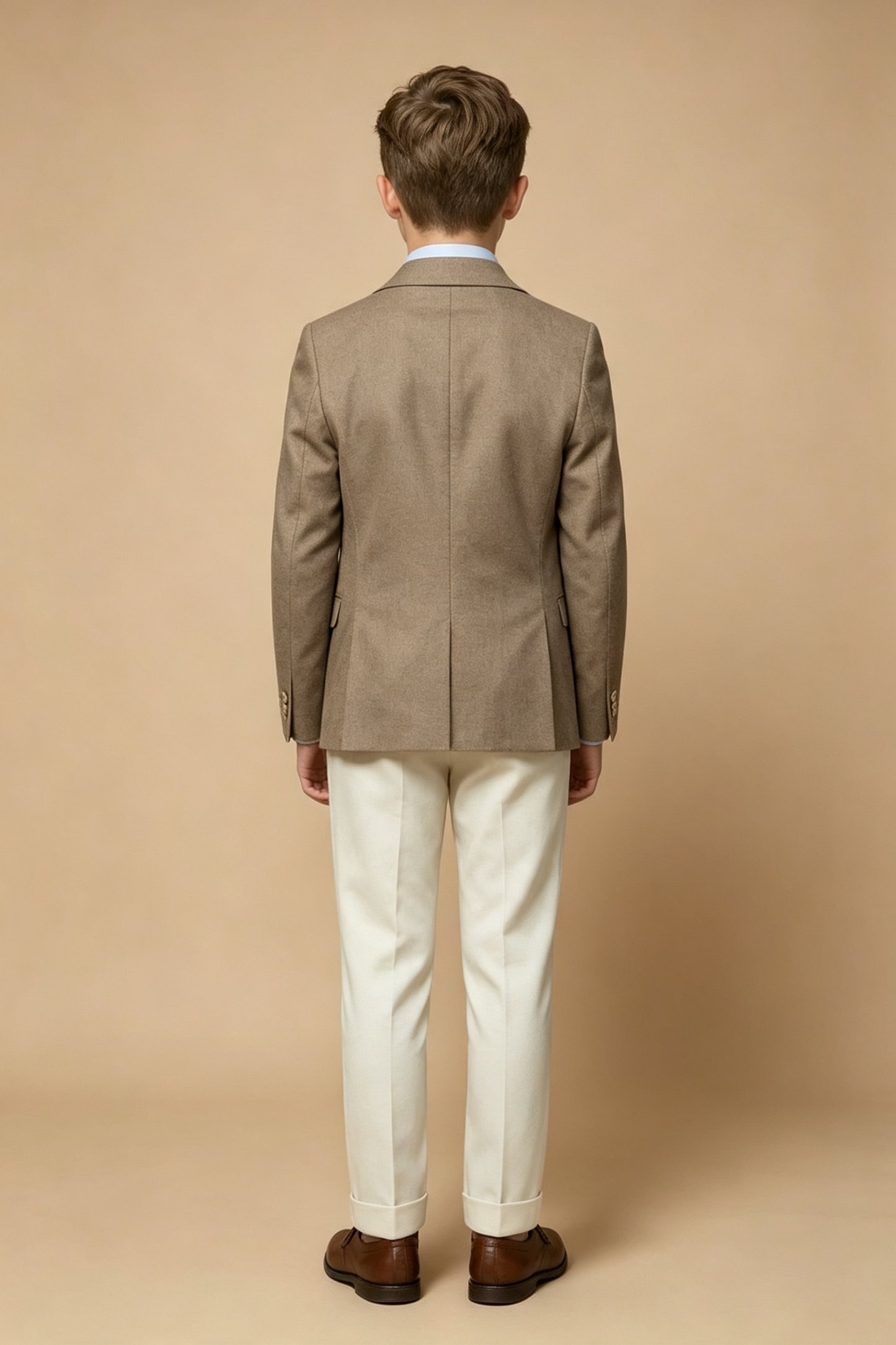 Light Taupe & Off?White Linen?Blend Double?Breasted 2?Piece Suit