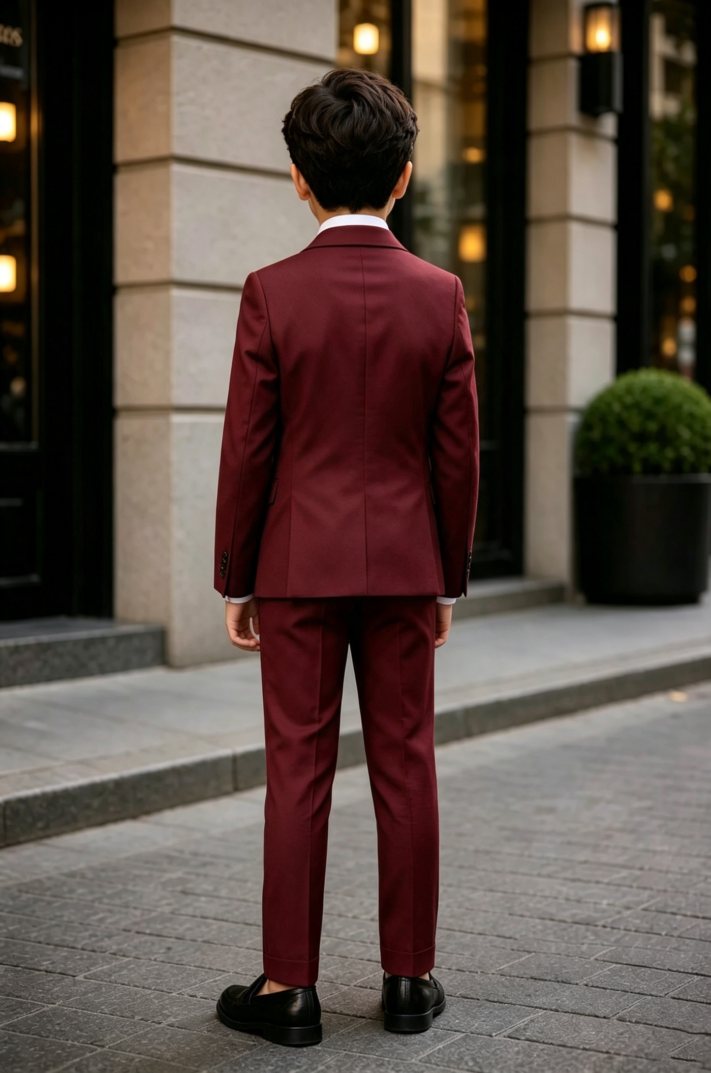 Deep Burgundy Serge?Blend Single?Breasted Formal 2?Piece Suit