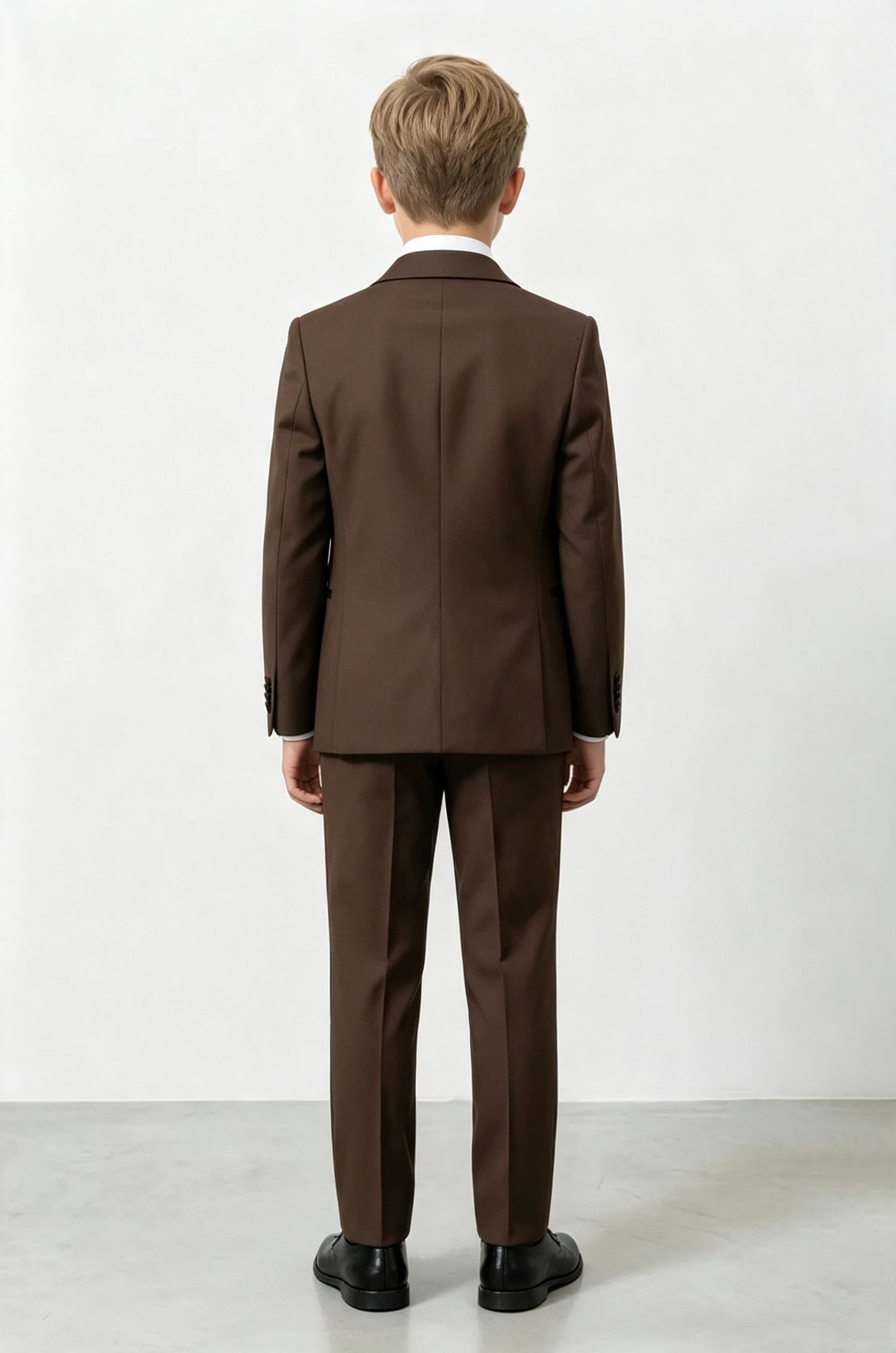Deep Brown & Black Satin Serge?Blend Boys Single?Breasted Tuxedo 3?Piece Suit