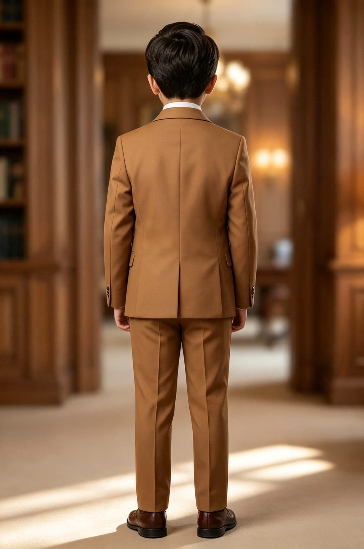 Brown Serge?Blend Single?Breasted Formal 3?Piece Suit