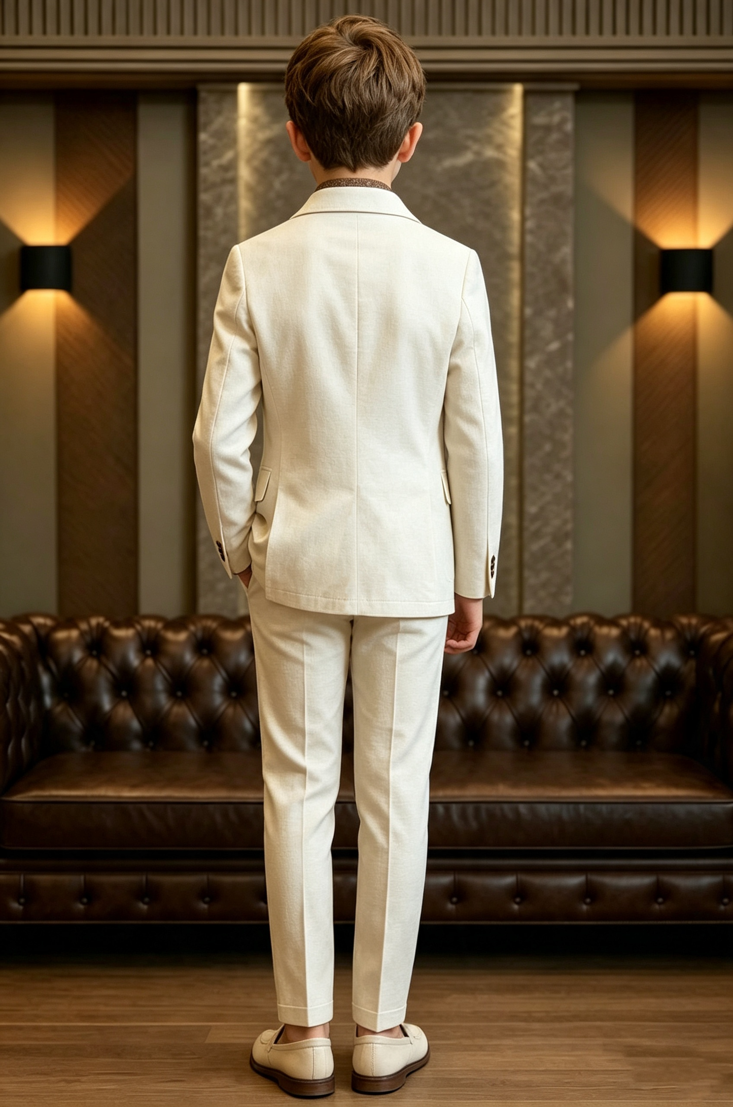 Beige Linen‑Blend Single‑Breasted Formal 2‑Piece Suit