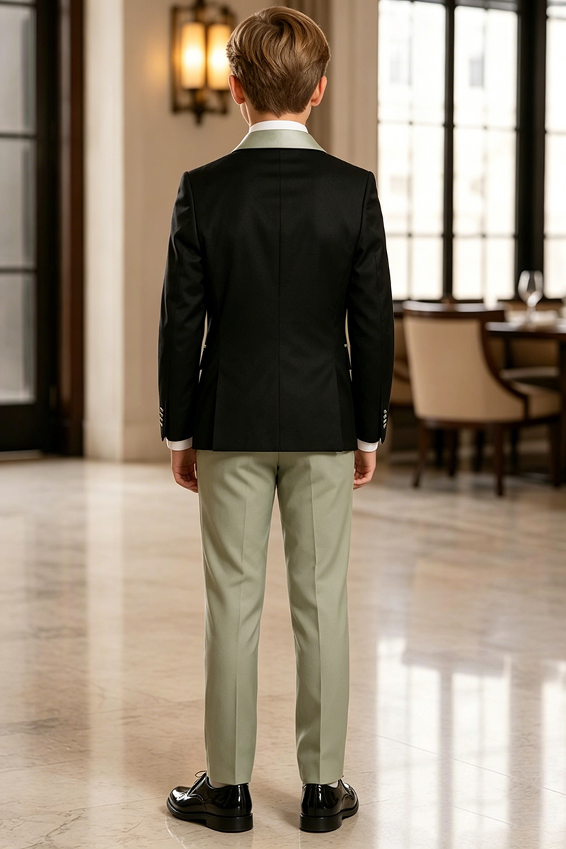 Boys Two‑Tone Tuxedo with Satin Shawl Lapel 2-Piece Suit for Weddings