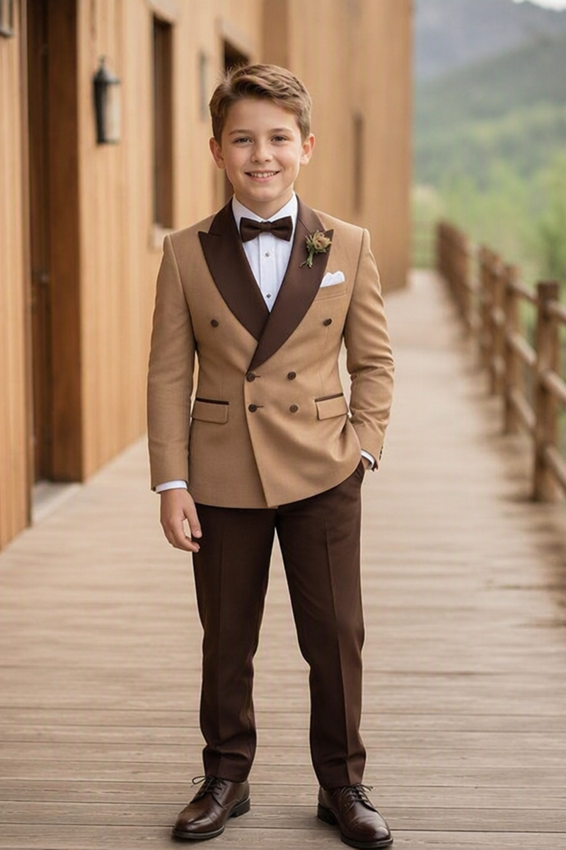 Boys Camel Blend Tuxedo 2-Piece Suit for Weddings
