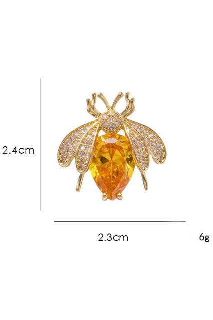 Gold Plated Bee Brooch Sparkly Crystal Rhinestone Lapel Pin