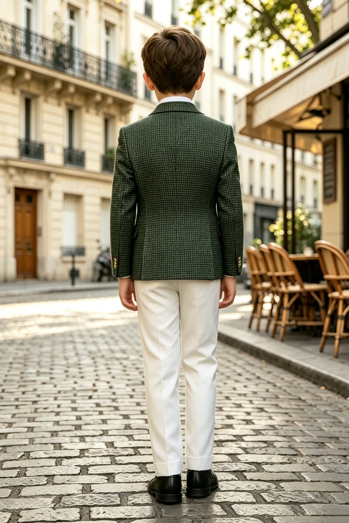 Dark‑Green & White Houndstooth Wool‑Blend Double‑Breasted 2‑Piece Suit