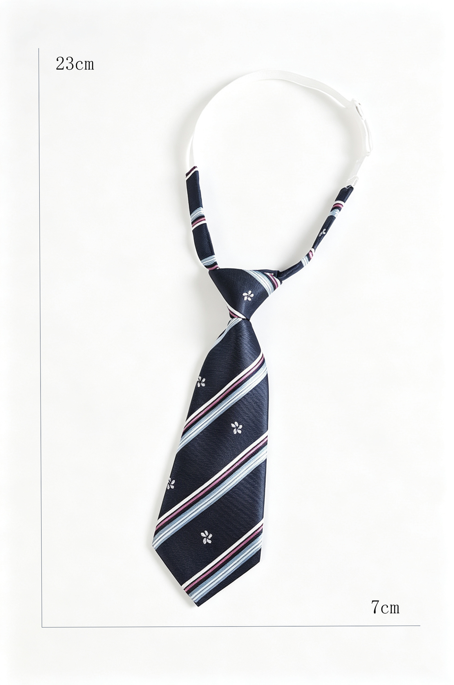 Navy Satin Pre‑Tied Necktie Adjustable Stripe Floral Arrow‑Tip Tie