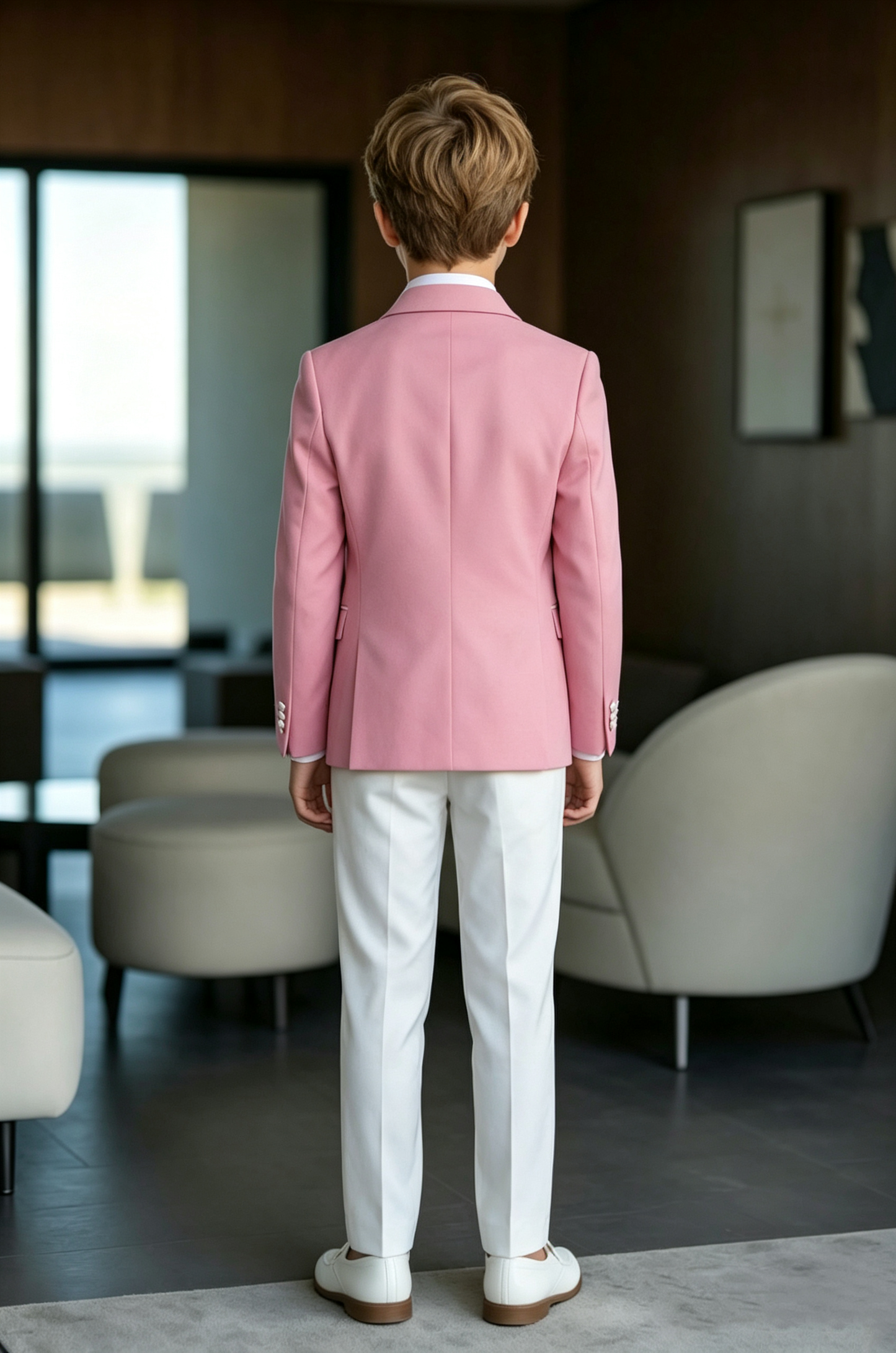 Pink & White Double‑Breasted 2‑Piece Suit