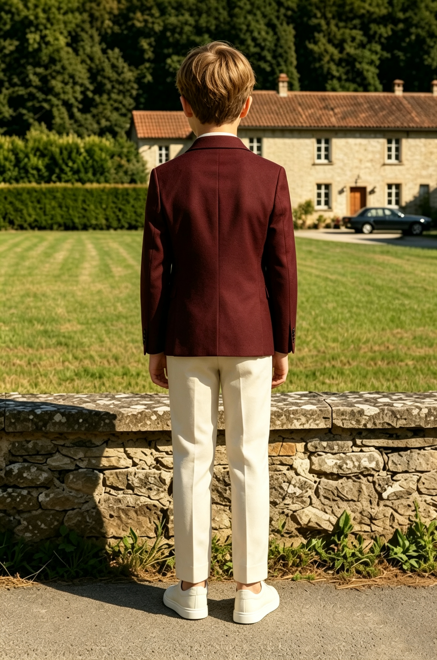 Burgundy & Cream Double‑Breasted Formal 2‑Piece Suit