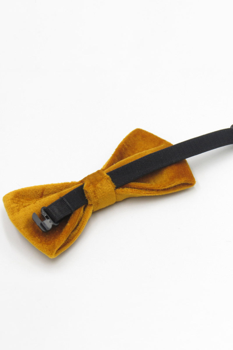 Boys Dark Green Velvet Bow Tie for Weddings with Classic Pre‑Tied Silhouette Product Description
