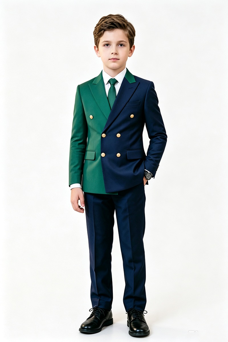 Boys Green & Navy 2-Piece Suit for Weddings