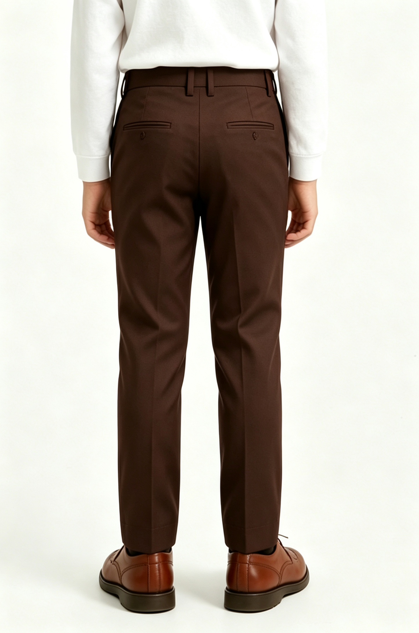 Deep Brown Blend Straight‑Leg Suit Trousers