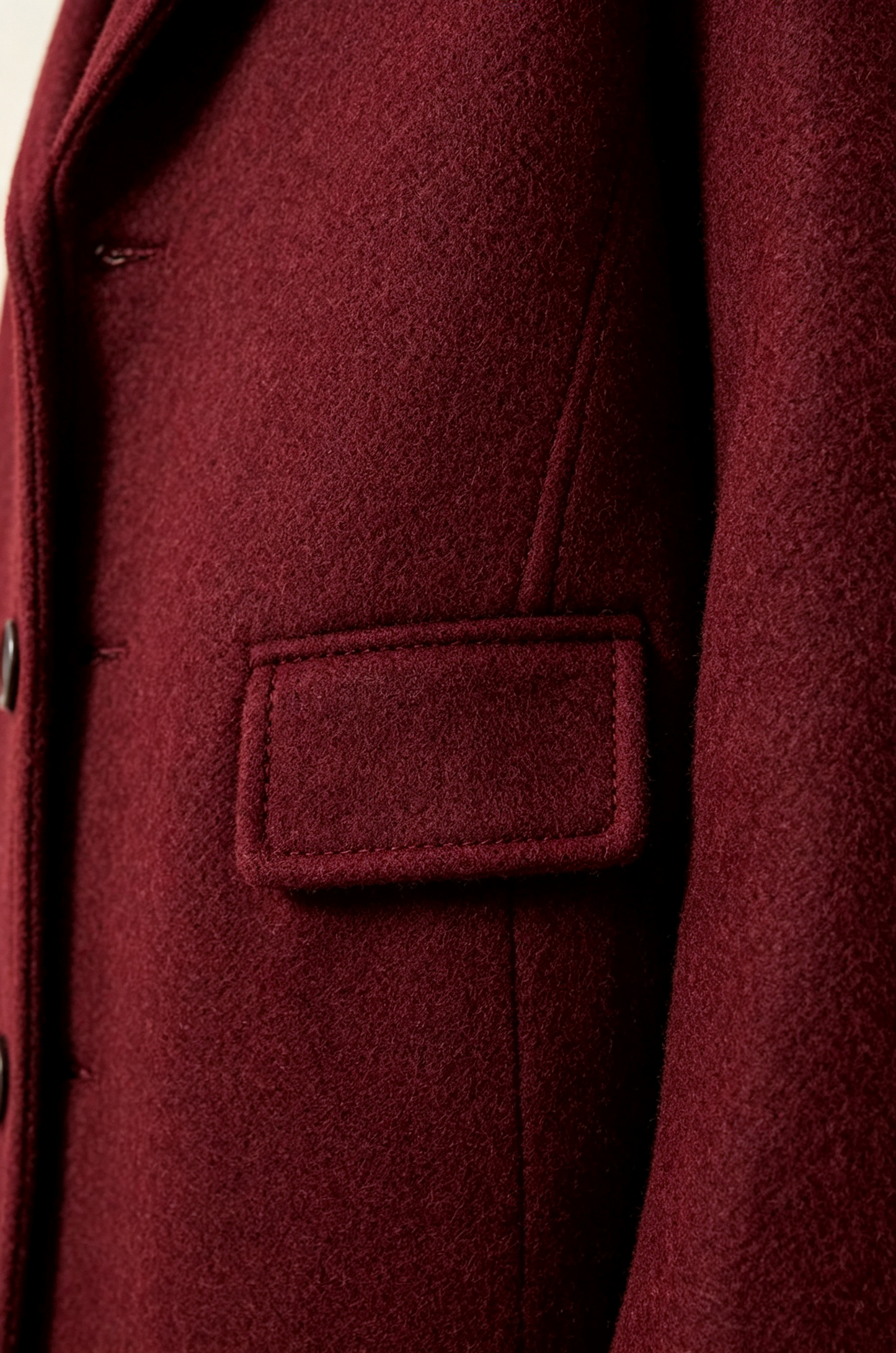 Burgundy Blend Short Single‑Breasted Formal Overcoat
