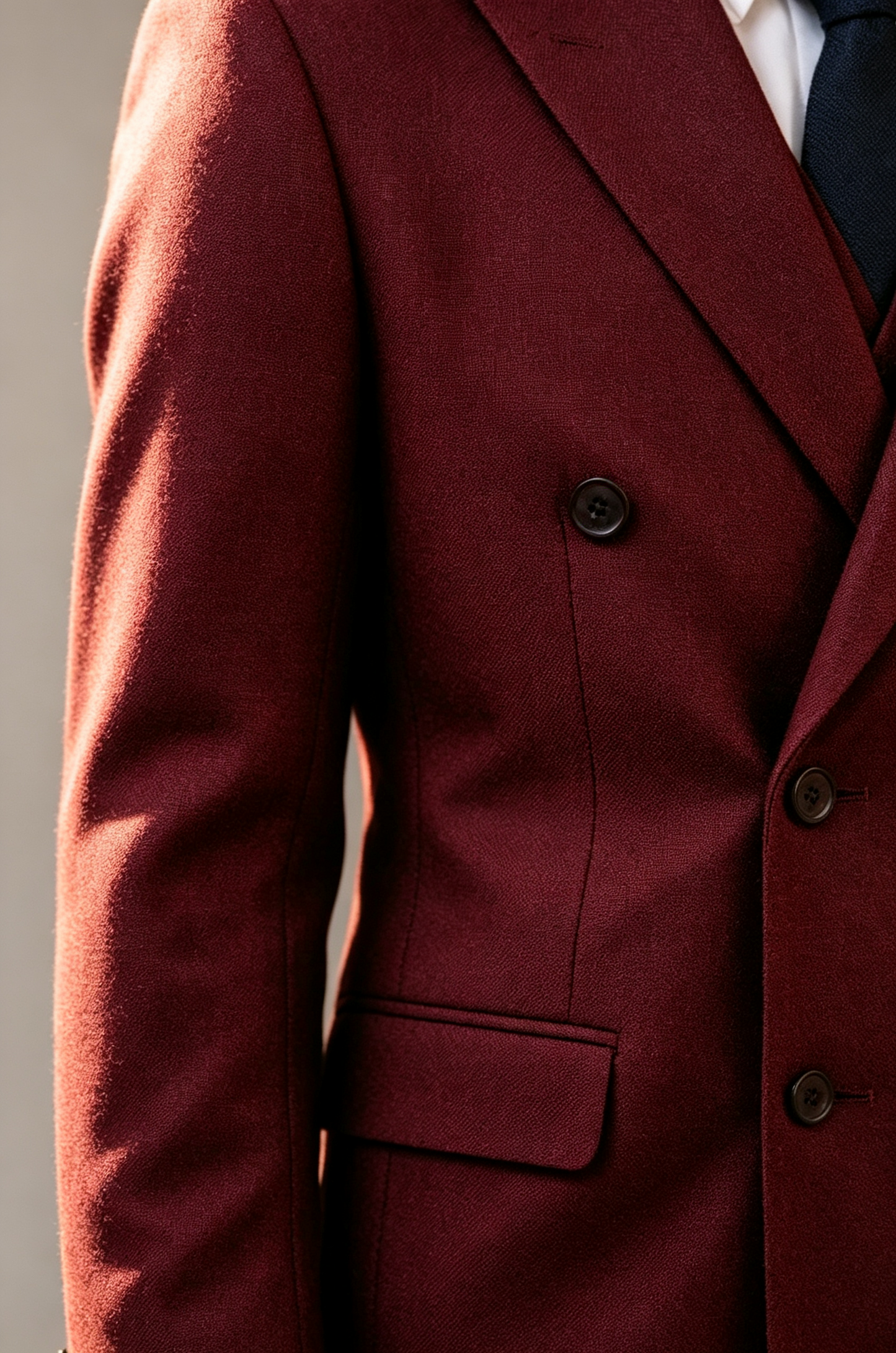 Burgundy Notch Lapel Double‑Breasted 2‑Piece Suit