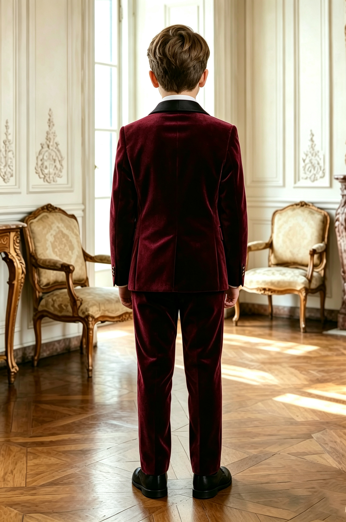 Burgundy Velvet & Black Satin Lapels Single‑Breasted 2‑Piece Suit