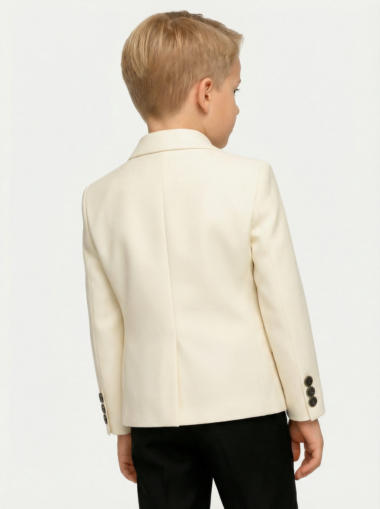 Boys Ivory Tuxedo for Weddings with Contrast Trim 3-Piece Suit