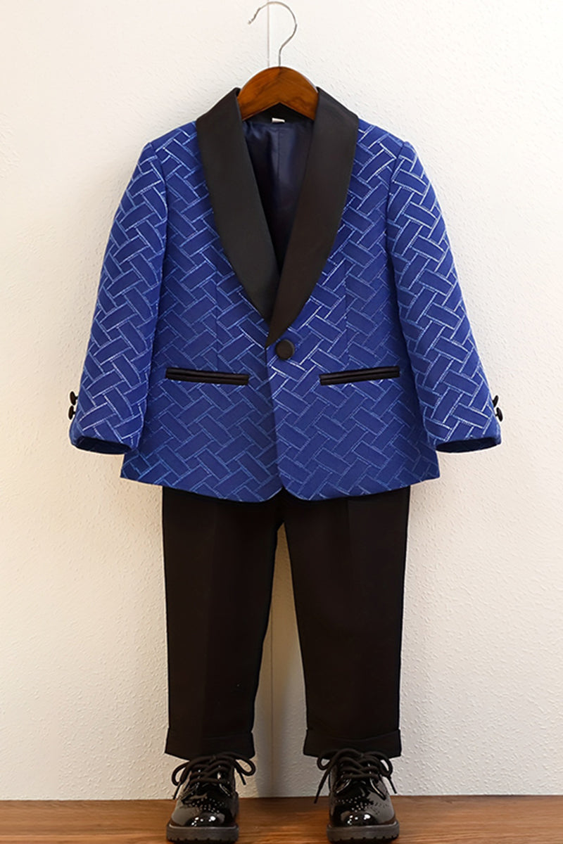 Boys Royal Blue Print 2-Piece Suit for Formal Weddings