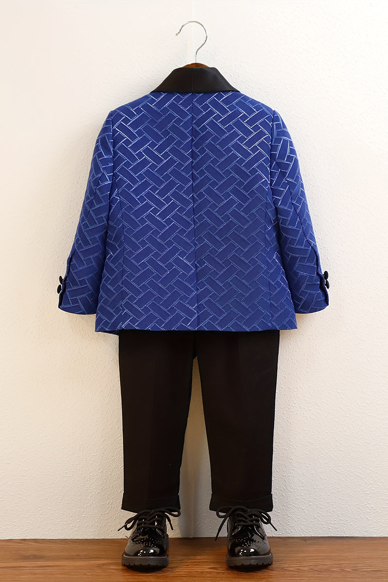 Boys Royal Blue Print 2-Piece Suit for Formal Weddings