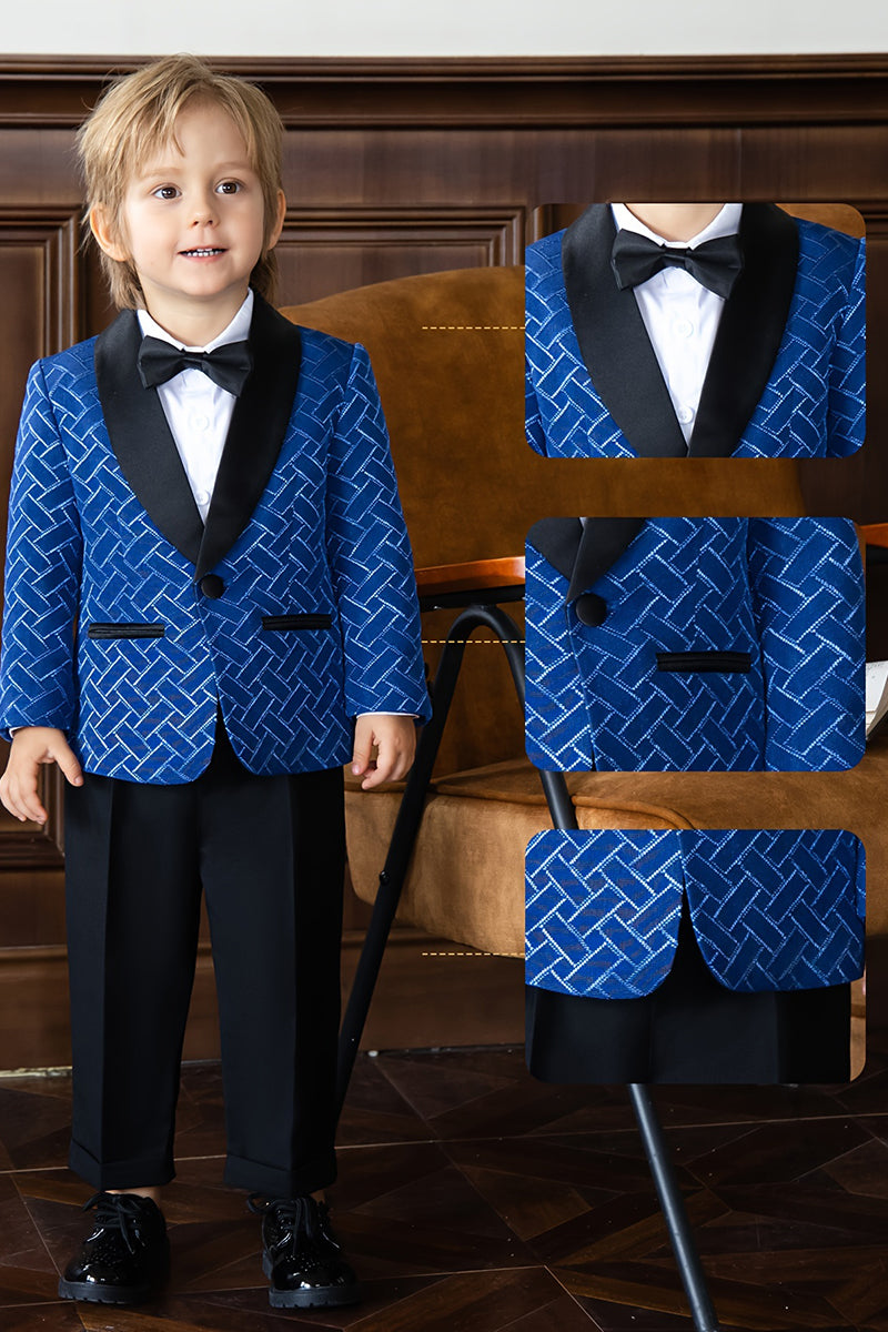 Boys Royal Blue Print 2-Piece Suit for Formal Weddings
