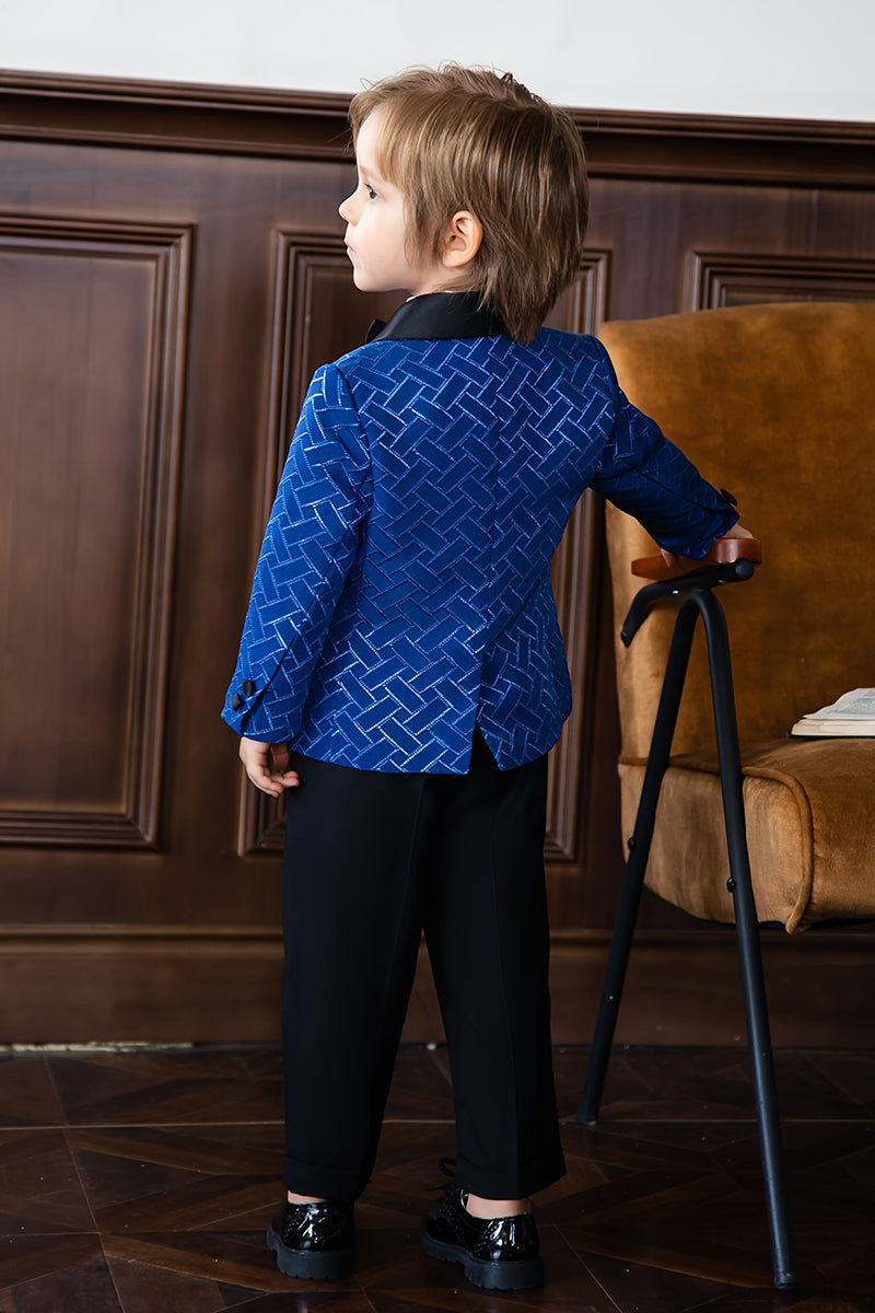 Boys Royal Blue Print 2-Piece Suit for Formal Weddings