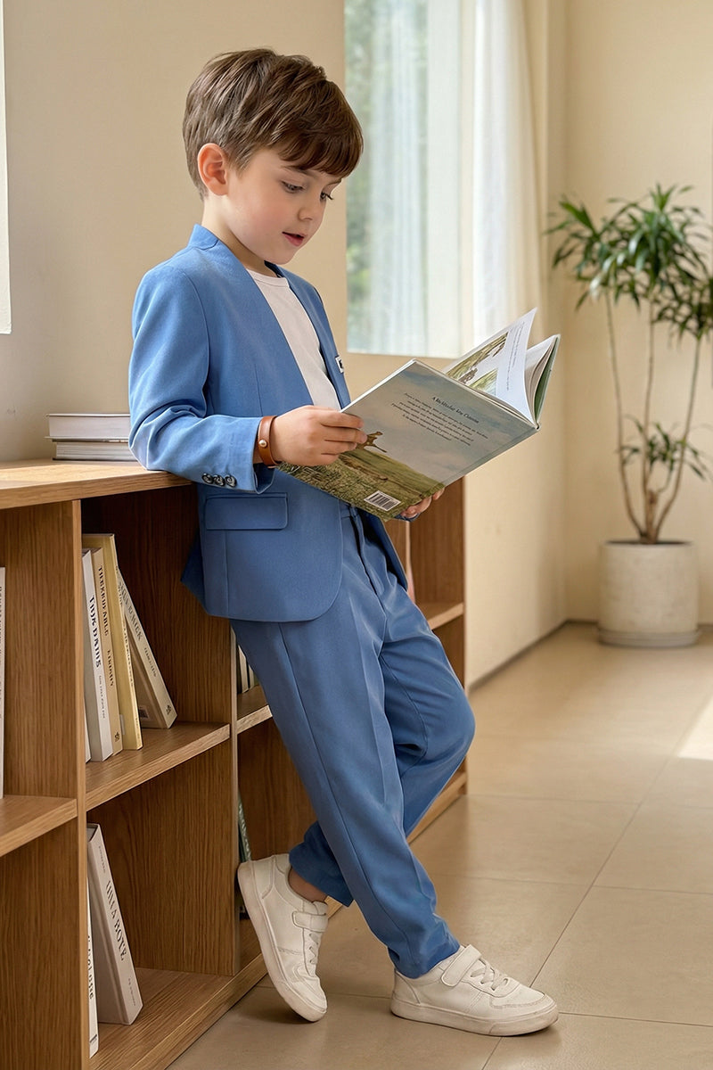 Boys Blue Casual 2-Piece Suit for Semi-Formal Weddings & Rehearsal