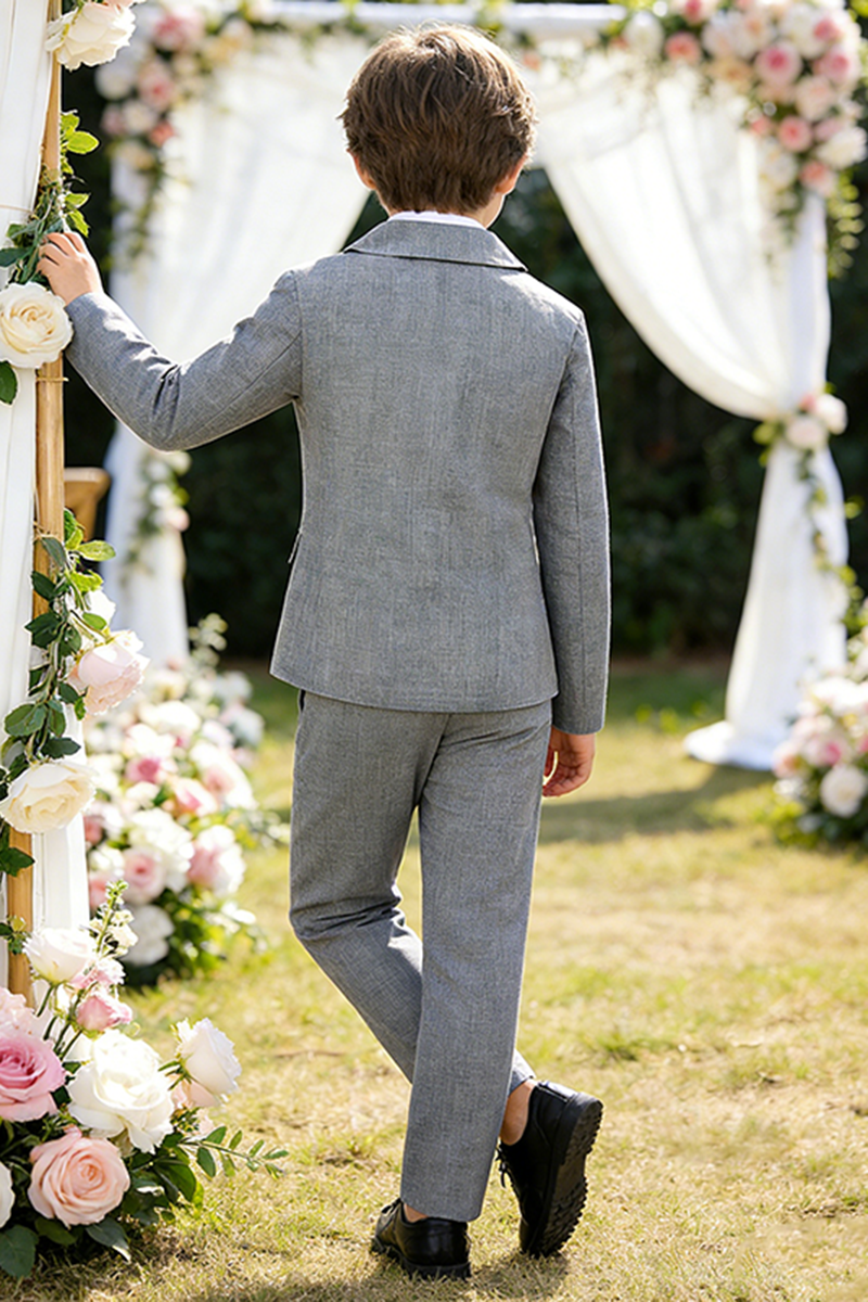 Boys Light Grey 3-Piece Suit for Garden Weddings & Outdoor