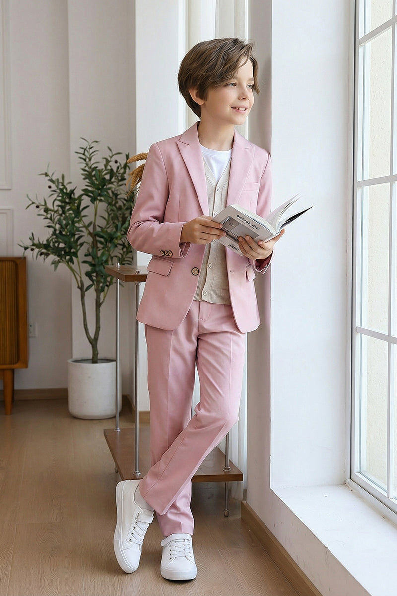 Boys Pink 3-Piece Suit for Garden Weddings