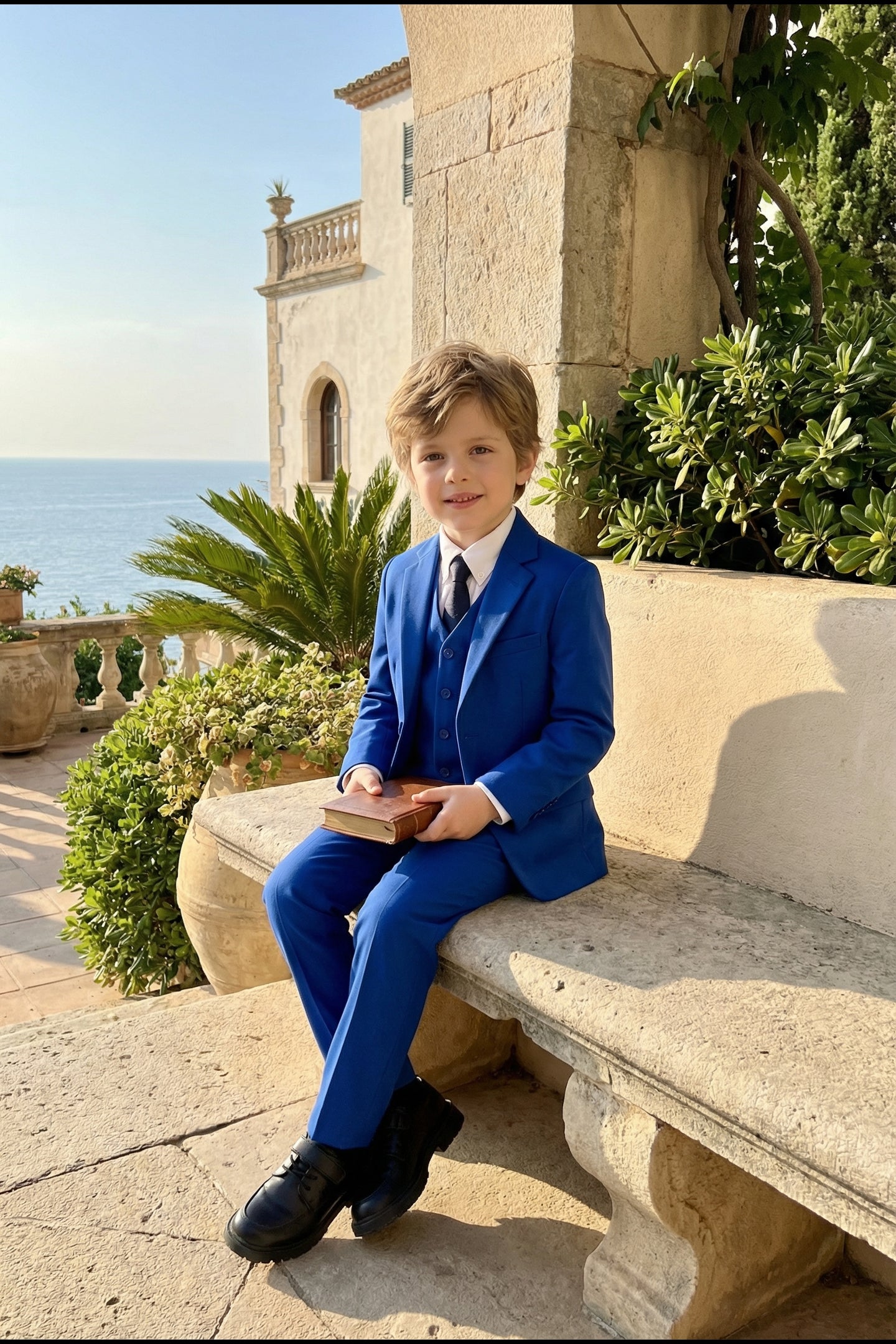 Boys Royal Blue 3-Piece Suit for Weddings with Notch Lapel