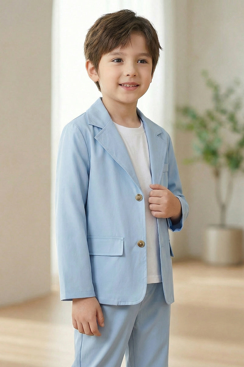 Boys Sky Blue Casual 2-Piece Suit for Country Weddings