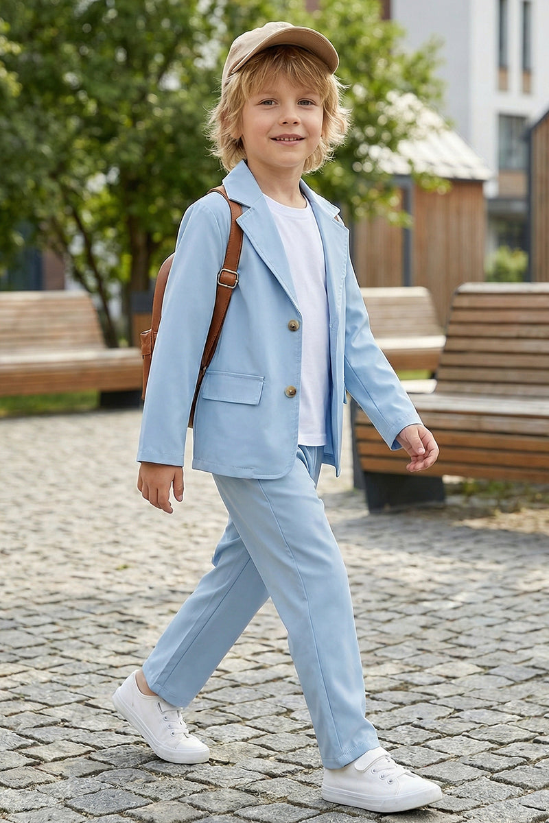 Boys Sky Blue Casual 2-Piece Suit for Country Weddings