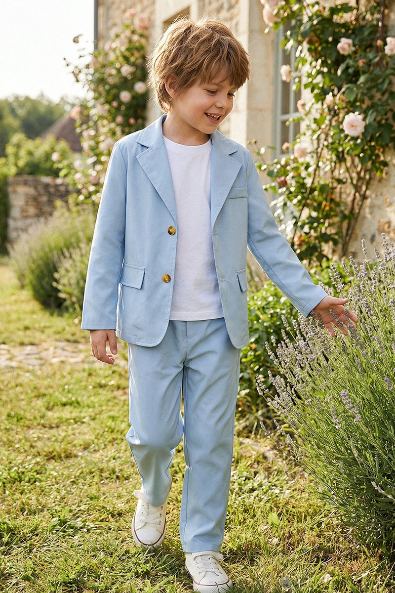 Boys Sky Blue Casual 2-Piece Suit for Country Weddings
