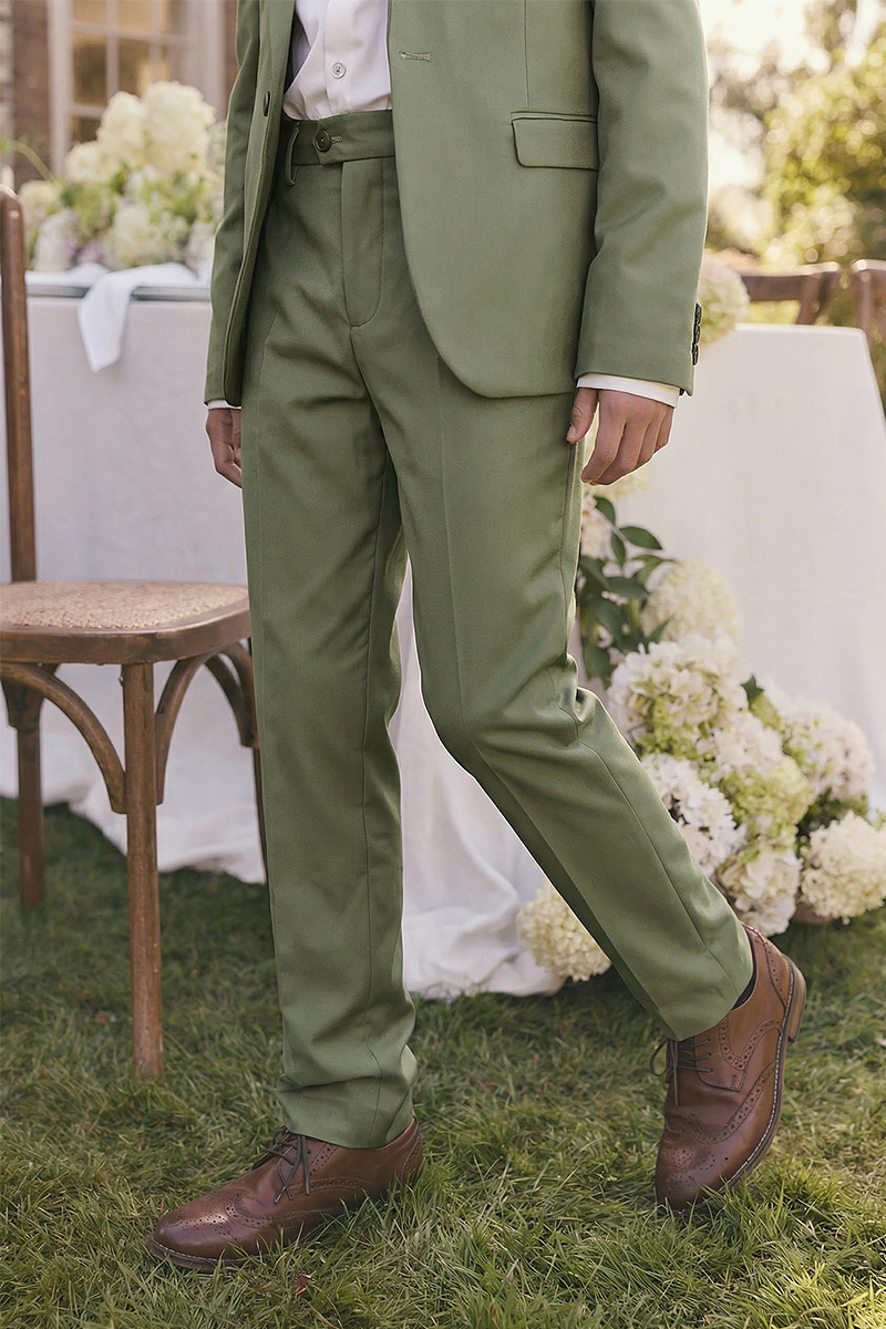 Boys Green 2-Piece Suit Jacket and Pants for Formal Events
