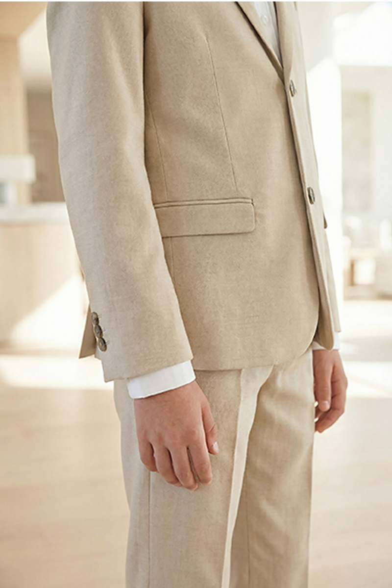 Boys Beige 2-Piece Suit for Formal Occasions