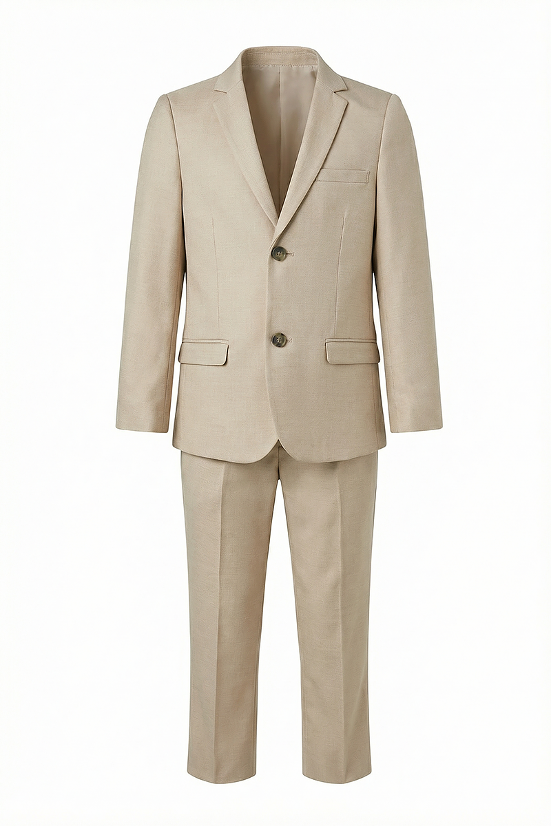 Boys Beige 2-Piece Suit for Formal Occasions