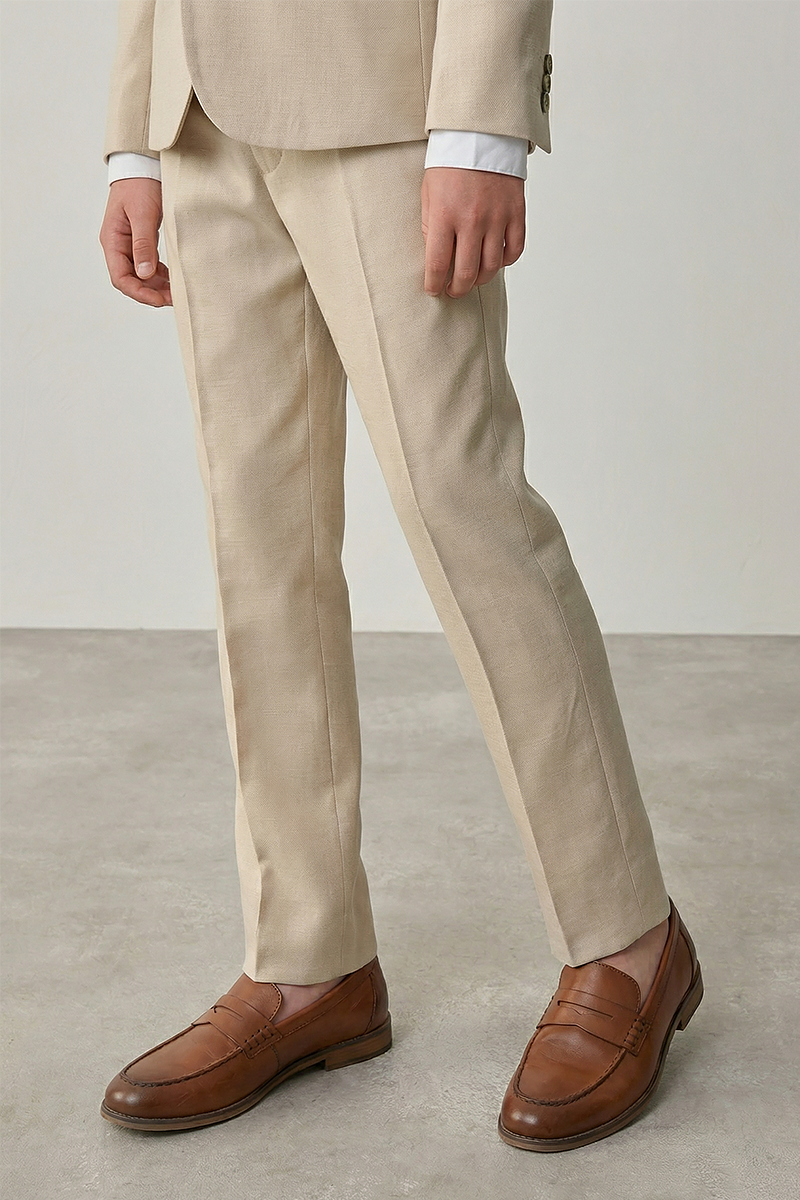 Boys Beige 2-Piece Suit for Formal Occasions