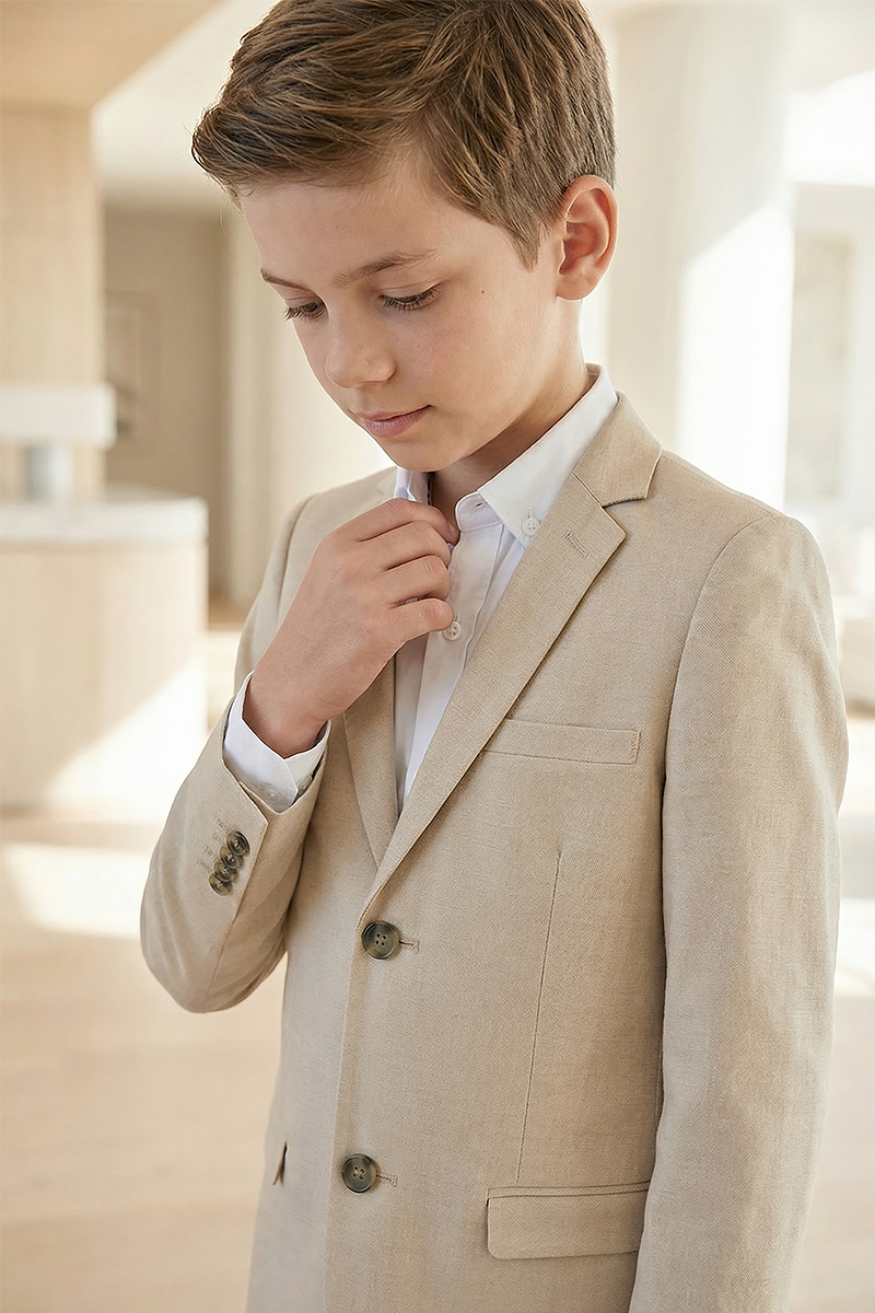 Boys Beige 2-Piece Suit for Formal Occasions