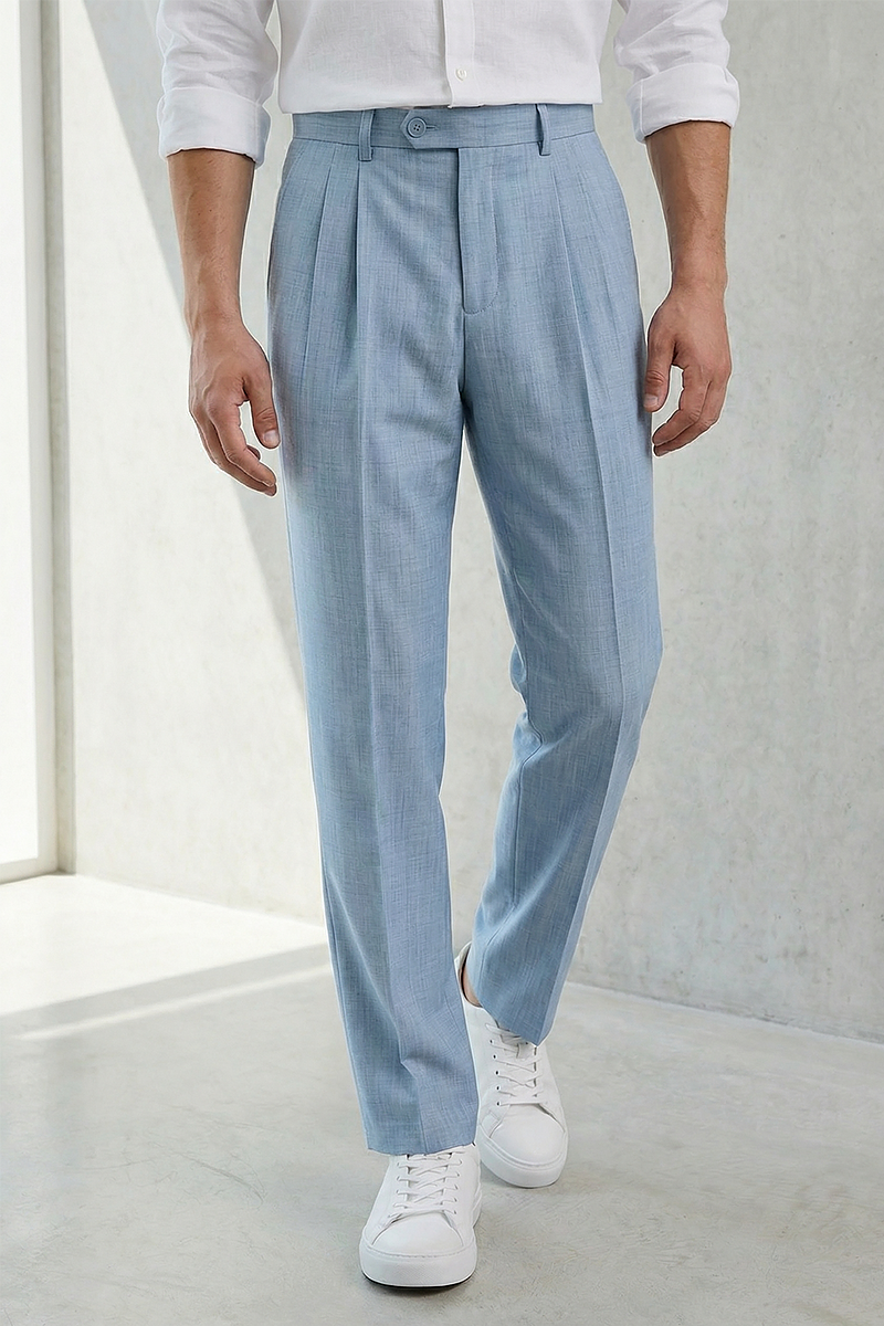 Boys Light Blue Dress Pants for Weddings and Formal Events