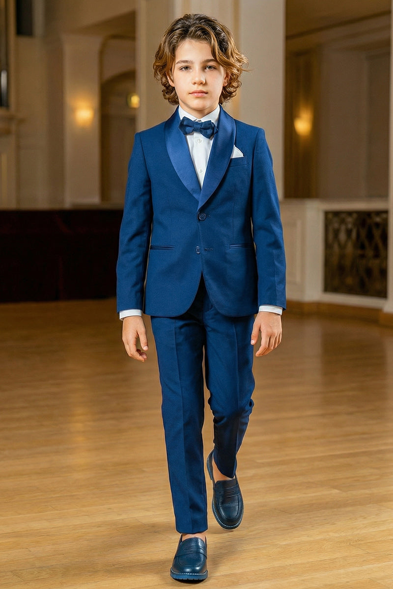 Boys Royal Blue With Satin Collar 2-Piece Suit