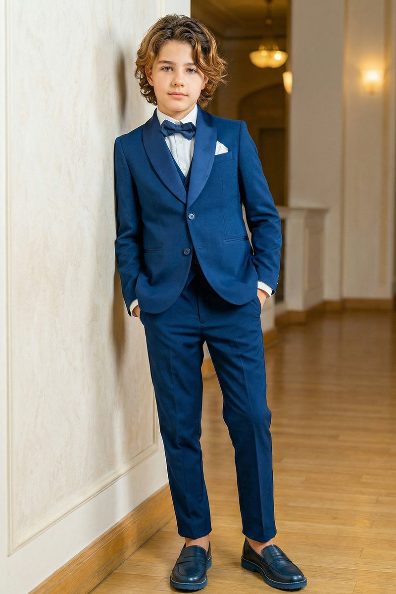 Boys Royal Blue With Satin Collar 2-Piece Suit