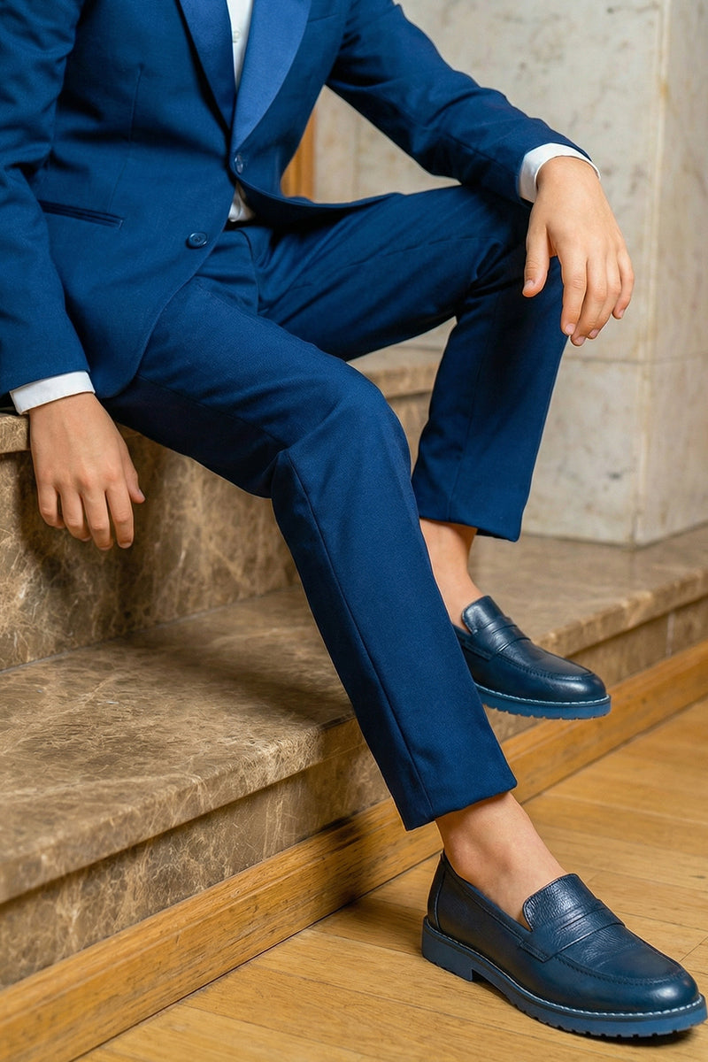 Boys Royal Blue With Satin Collar 2-Piece Suit