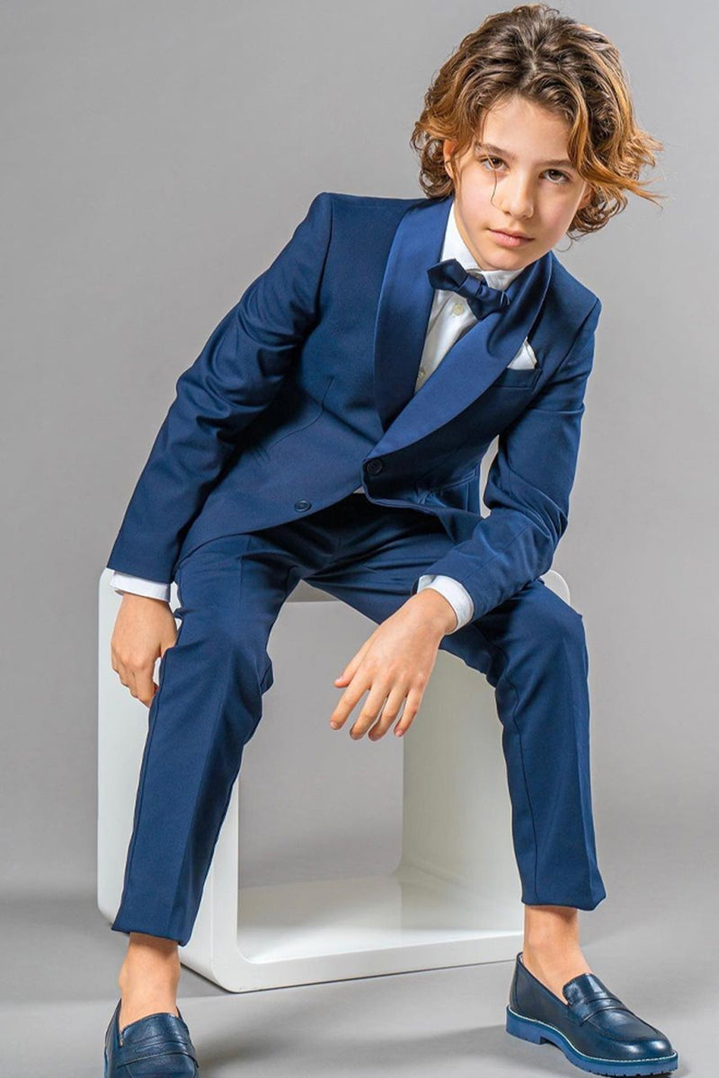 Boys Royal Blue With Satin Collar 2-Piece Suit