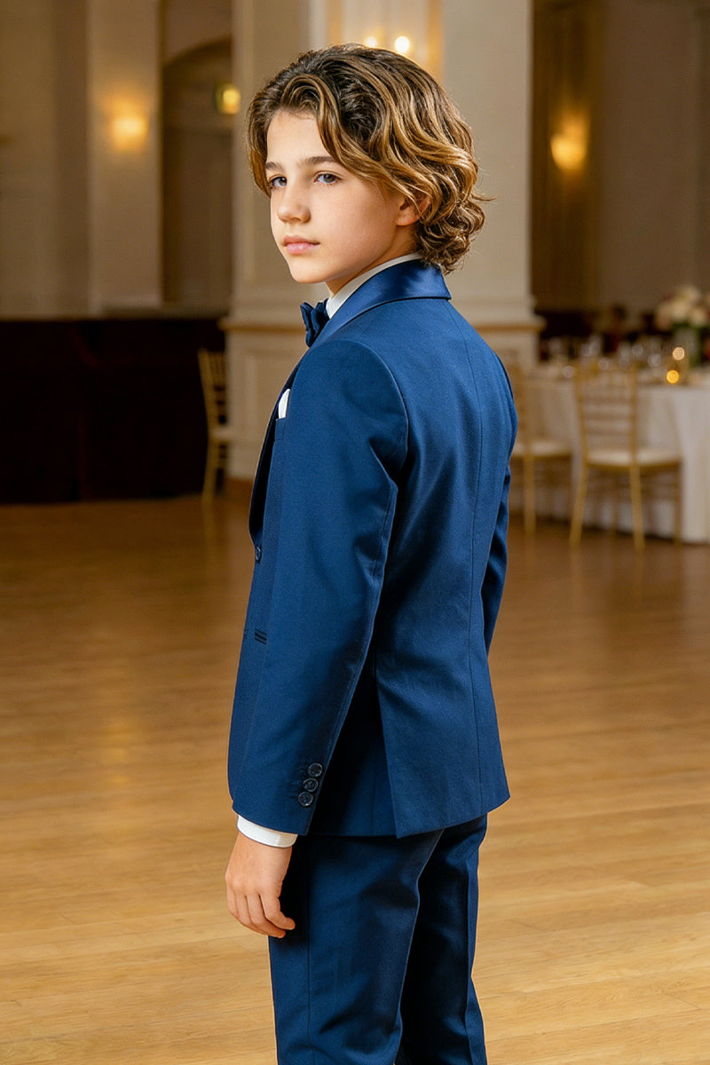Boys Royal Blue With Satin Collar 2-Piece Suit