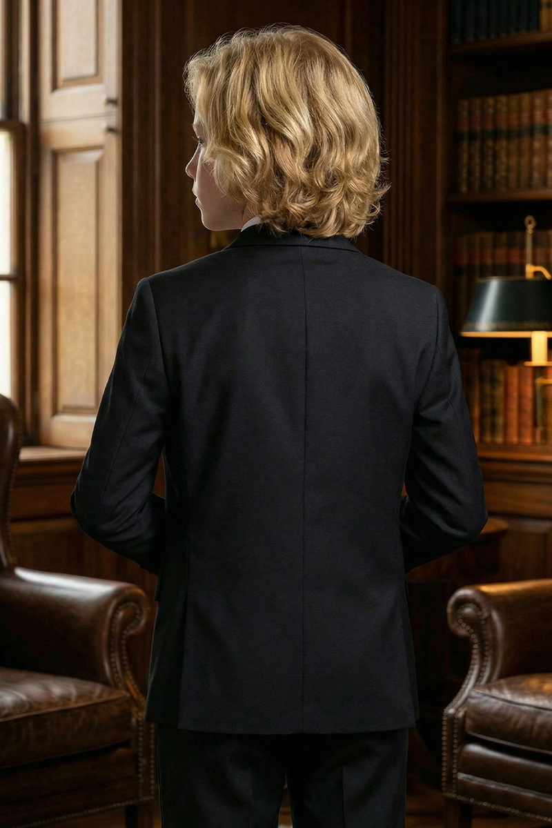 Boys Black Tuxedo for Weddings with  3-Piece Suit