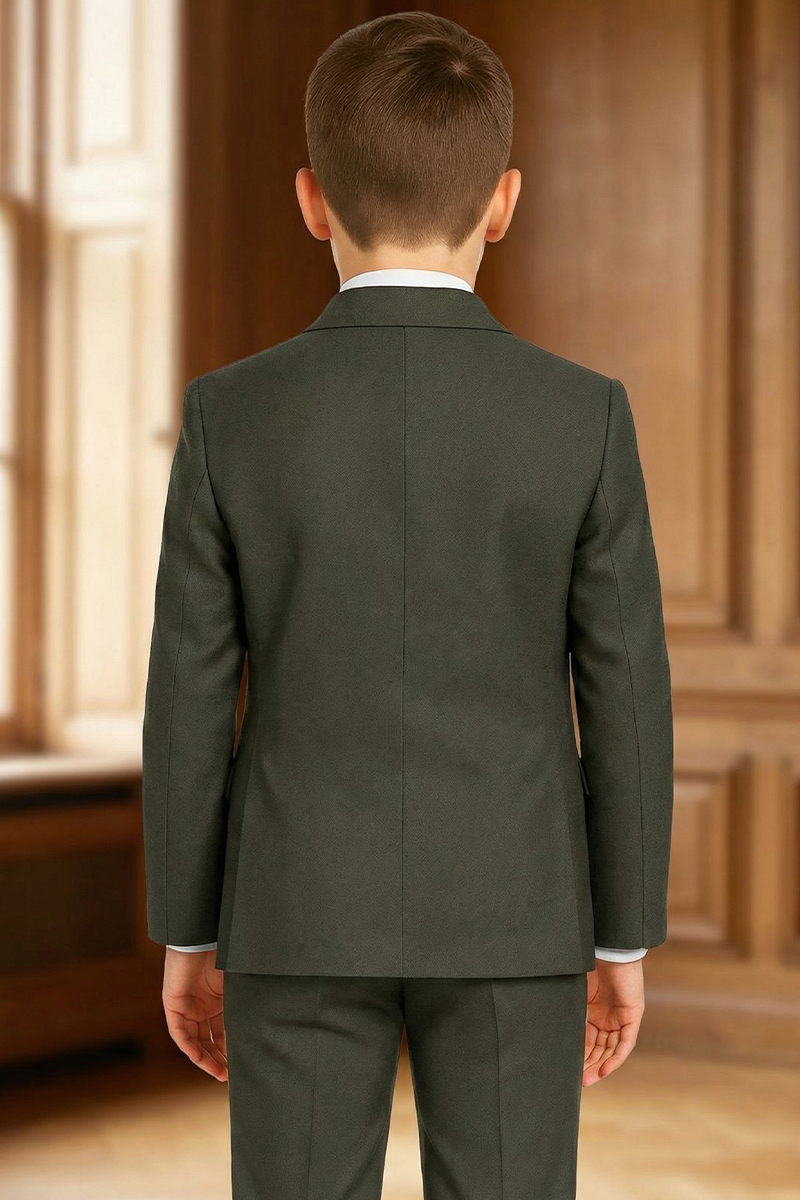 Boys Forest Green Suit for Weddings with Bow Tie 2-Piece Suit