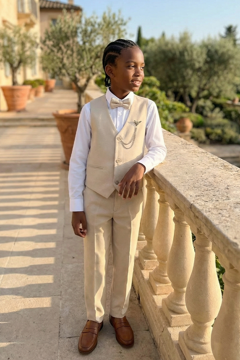 Boys Ivory Linen Suit for Weddings 2-Piece Suit