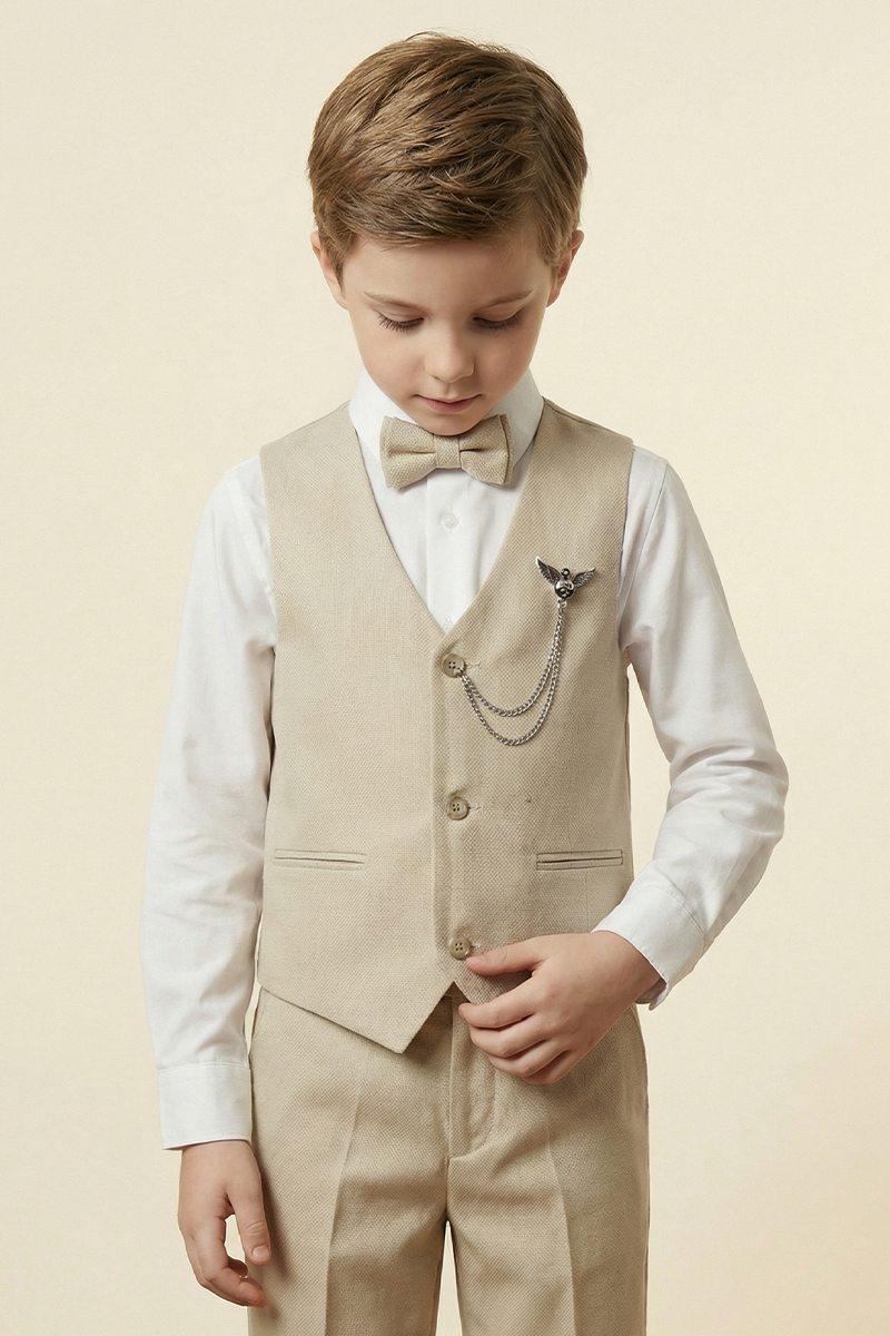 Boys Ivory Linen Suit for Weddings 2-Piece Suit