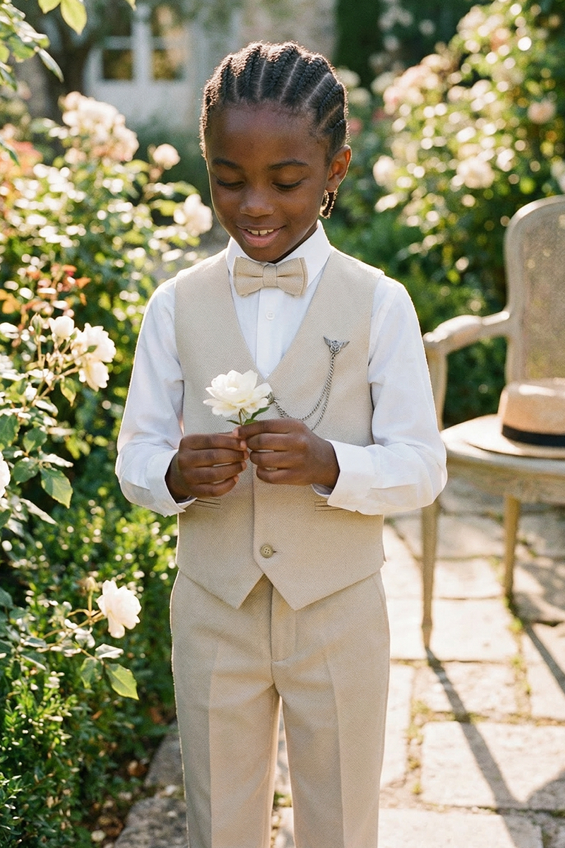 Boys Ivory Linen Suit for Weddings 2-Piece Suit