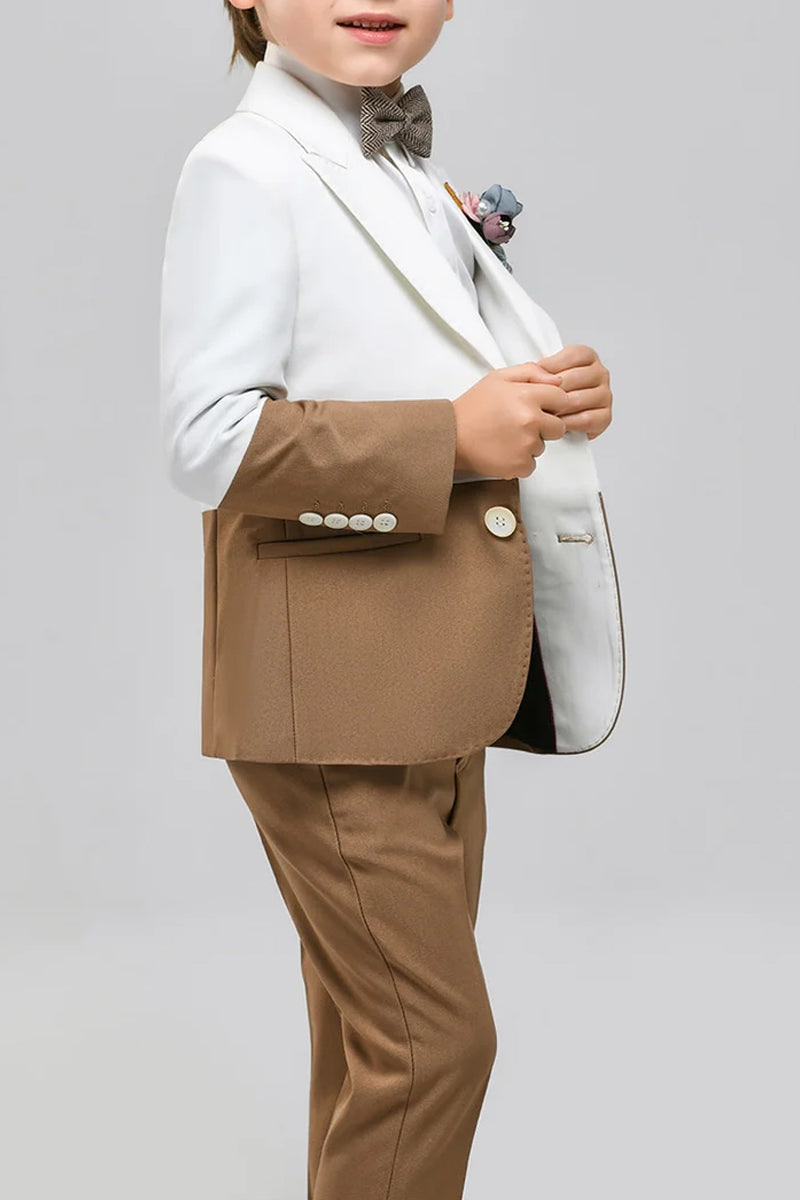 Boys White Paired With Brown 2-Piece Suit