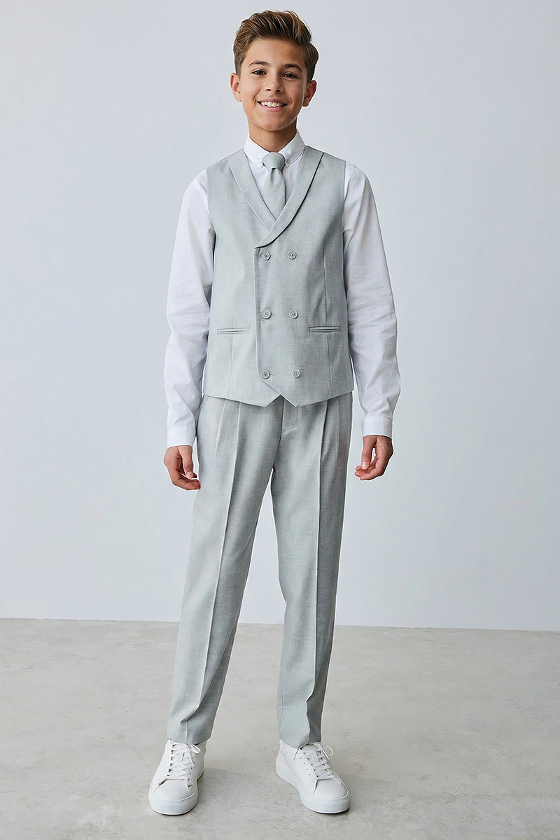 Boys Light Grey Vest and Pants 2-Piece for Weddings